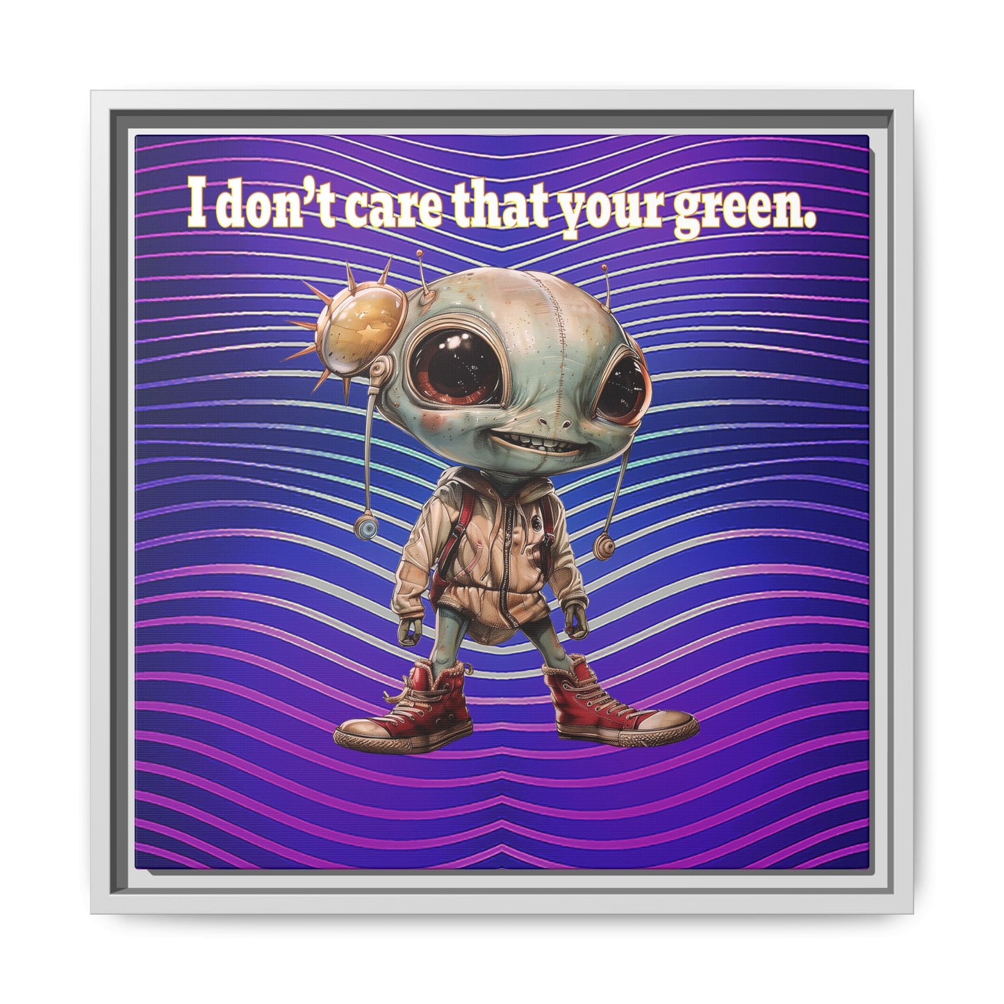 I don't care that your green - framed canvas art (purple wave)