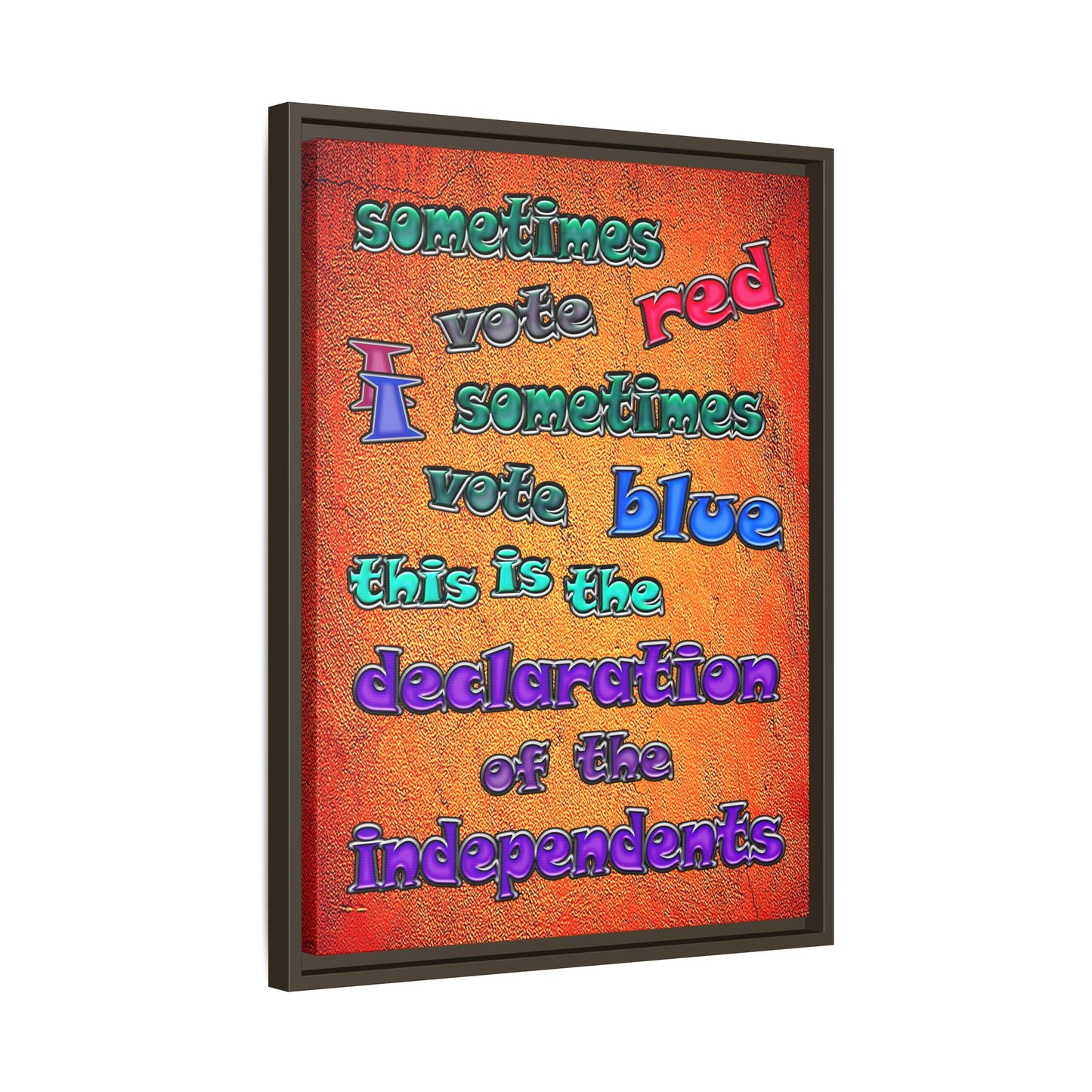 declaration of the independents - framed canvas art (burnt orange)