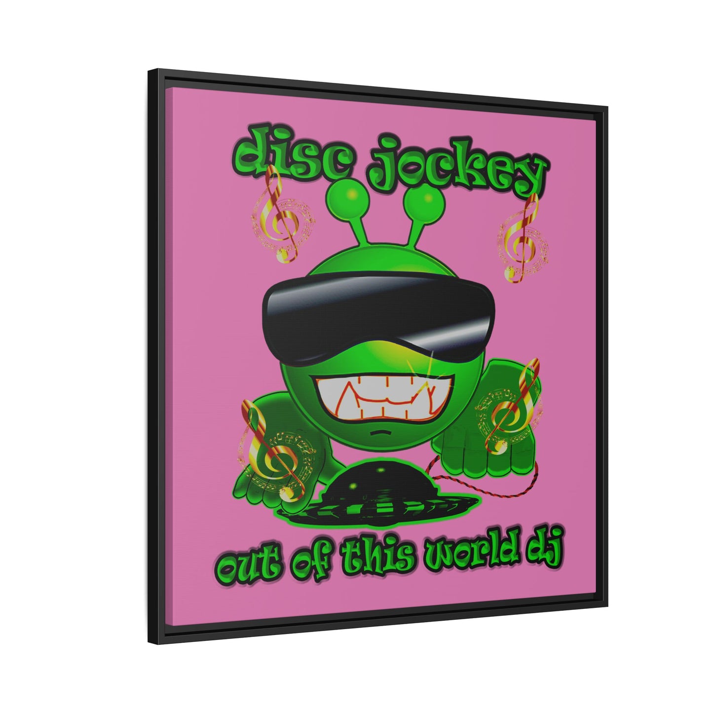 disc jockey - framed canvas art (light pink)