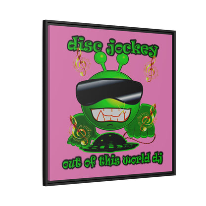 disc jockey - framed canvas art (light pink)