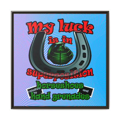 my luck - framed canvas art (light blue-purple wave)