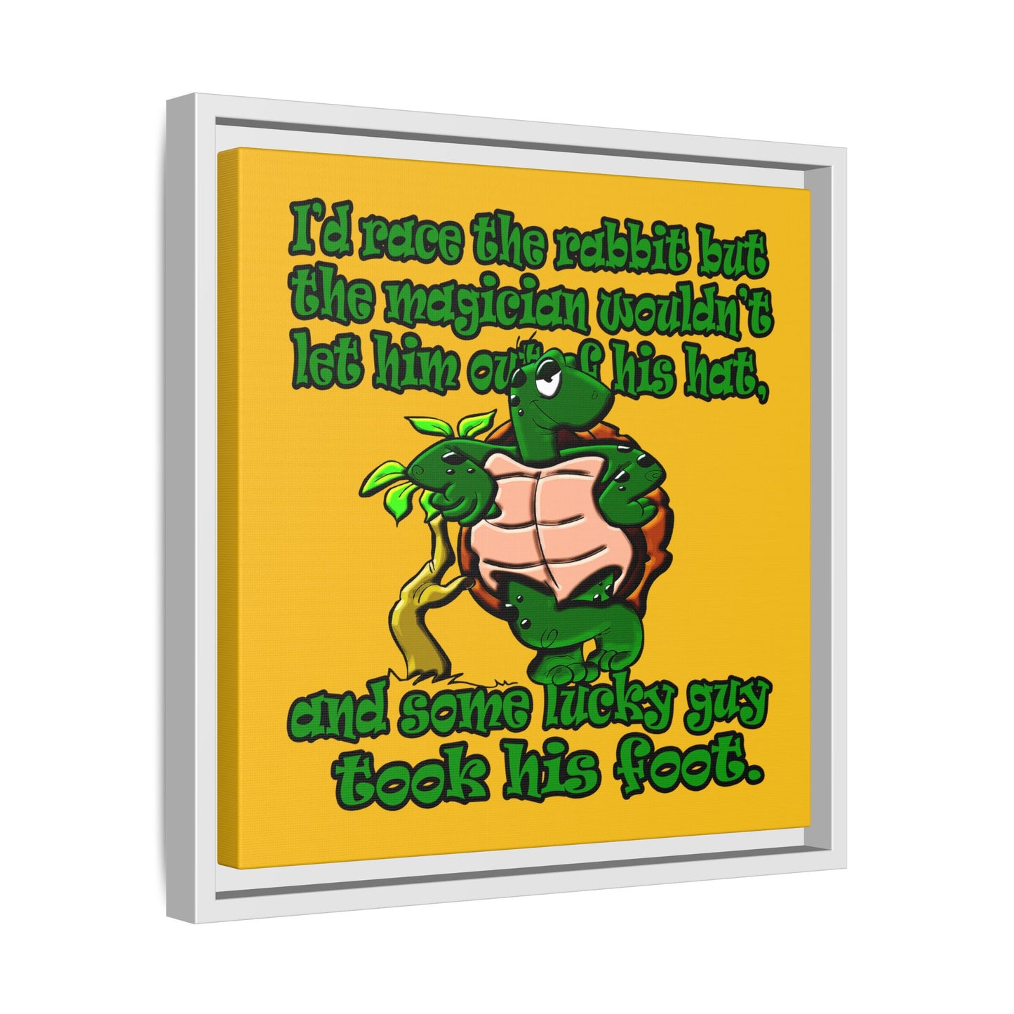 turtle race - framed canvas art (yellow)