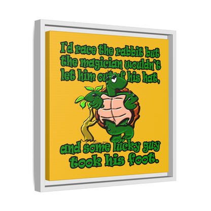 turtle race - framed canvas art (yellow)