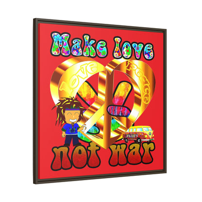 love peace - framed canvas art (red)