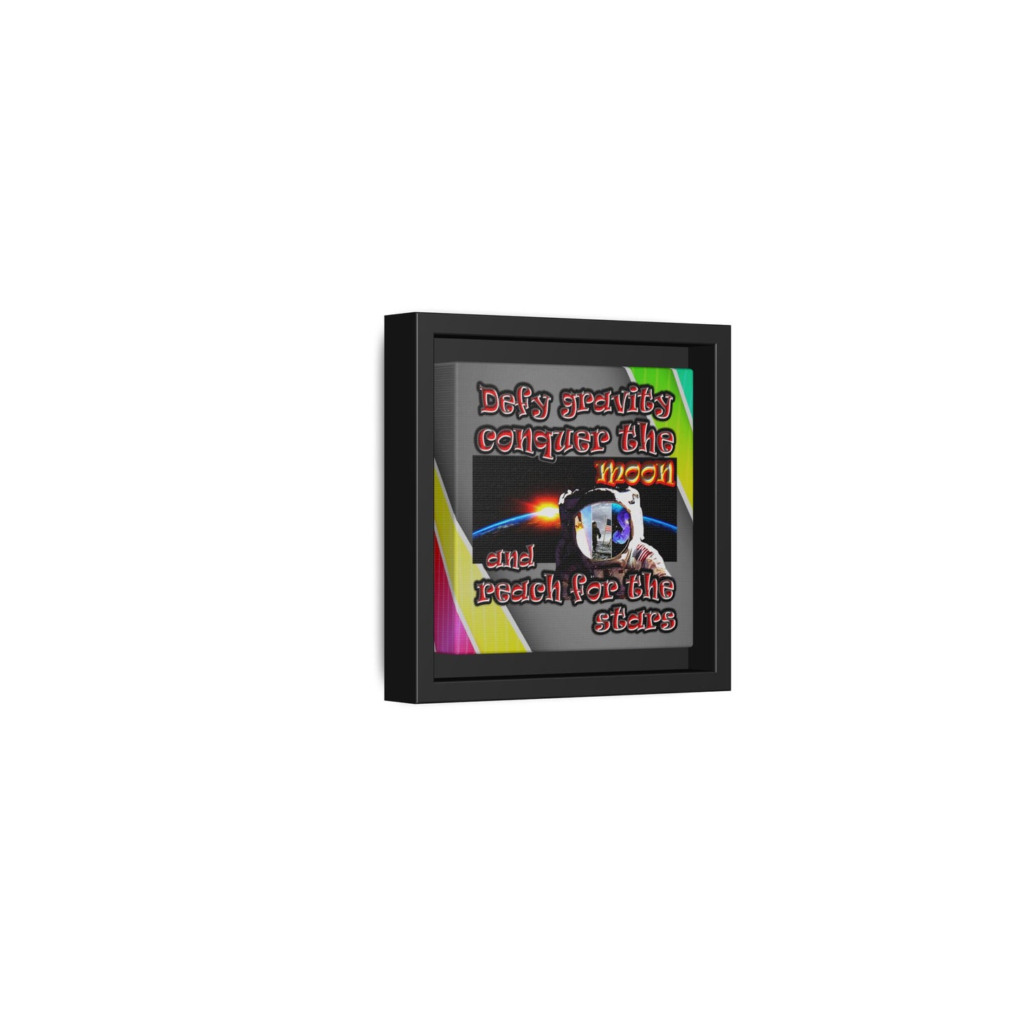 defy conquer reach - framed canvas art (rainbow split)