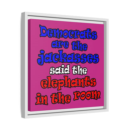 donkeys and elephants - framed canvas art (pink)