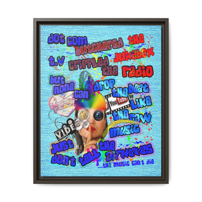 drop the beat - framed canvas art (faded blue)