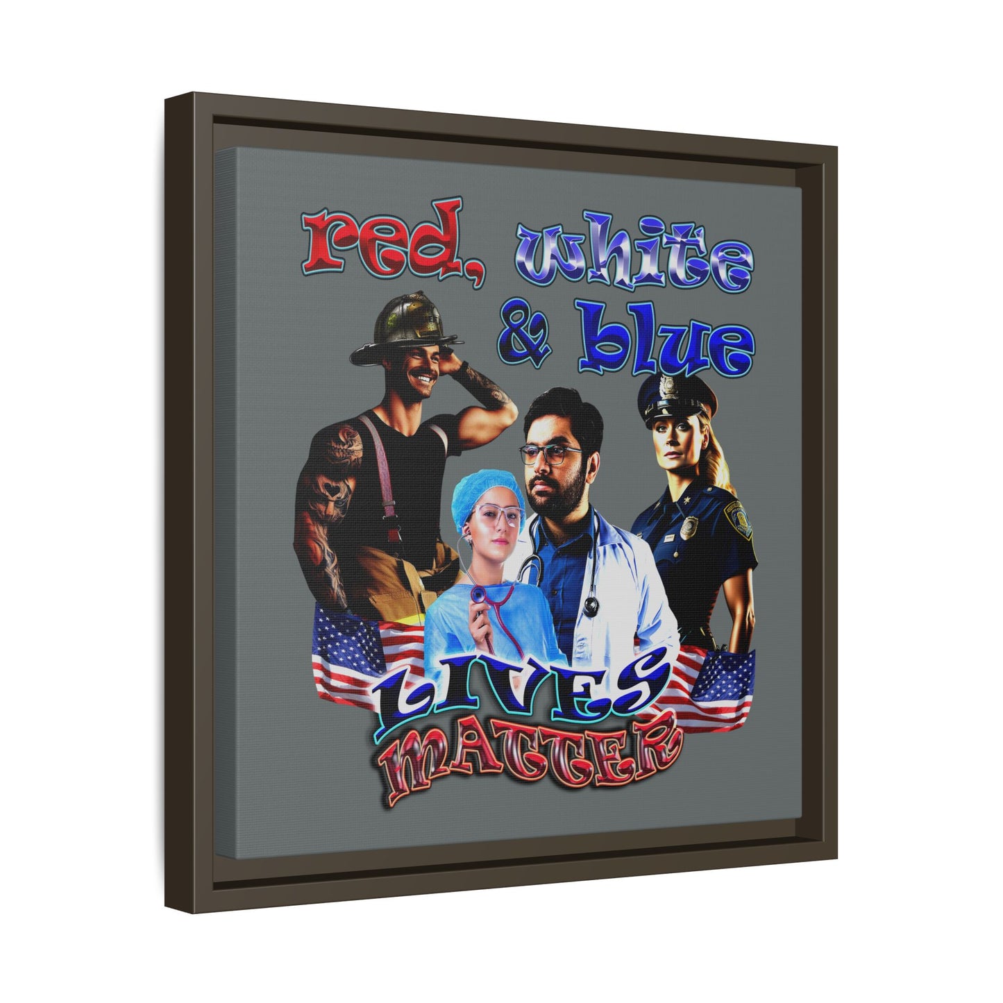 rw&b lives matter - framed canvas art (dark grey)