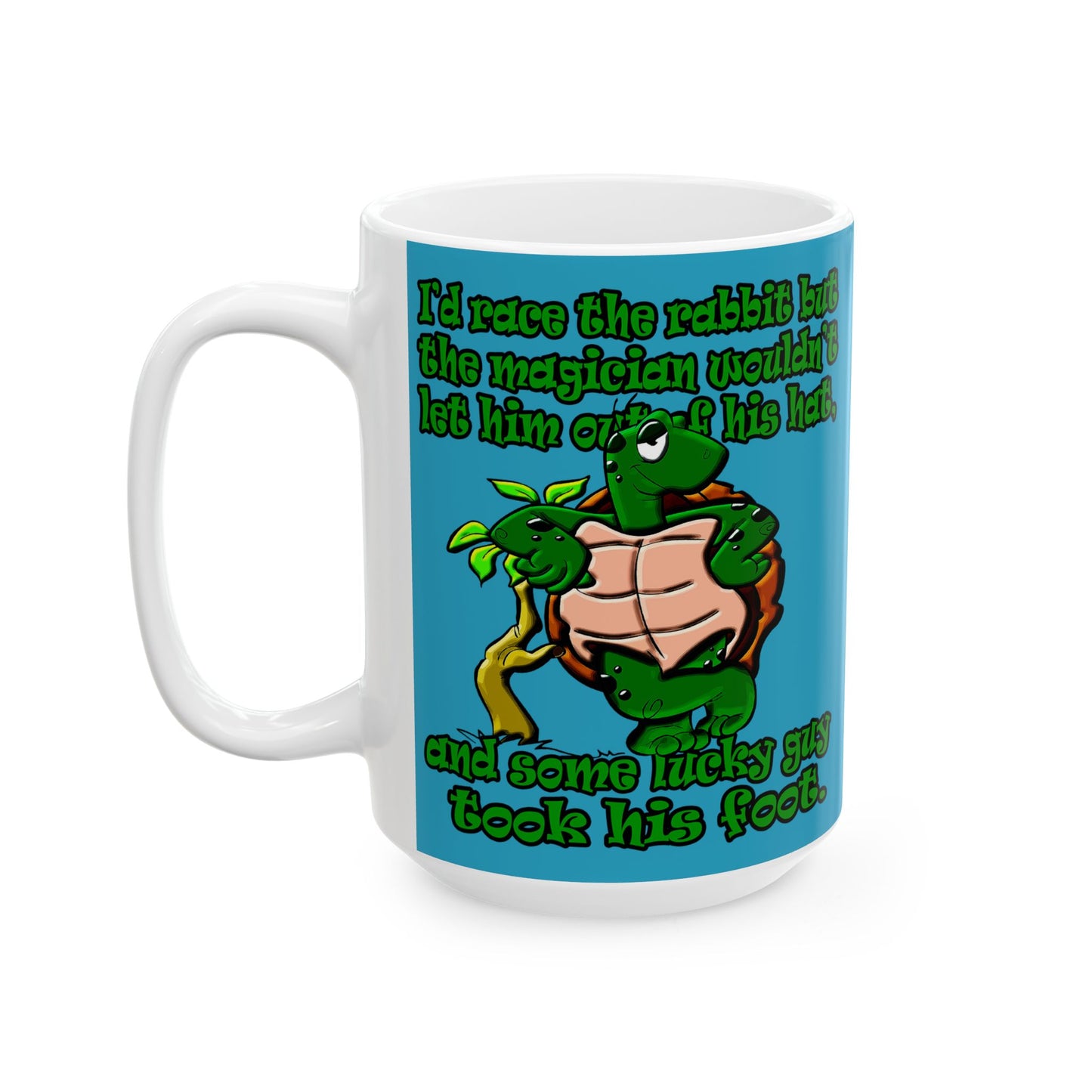 turtle race - White Mug (turquoise)
