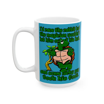 turtle race - White Mug (turquoise)