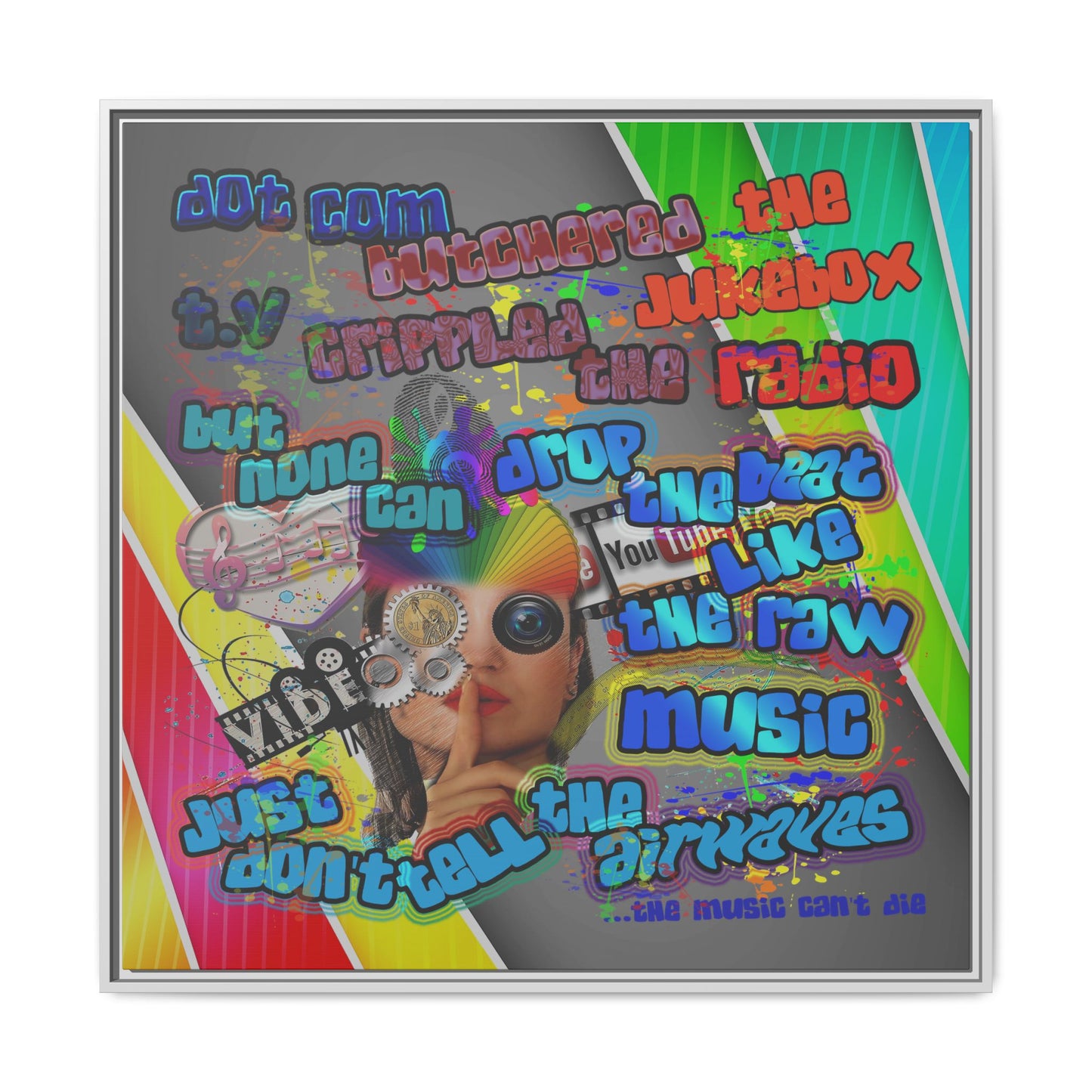 drop the beat - framed canvas art (rainbow split)