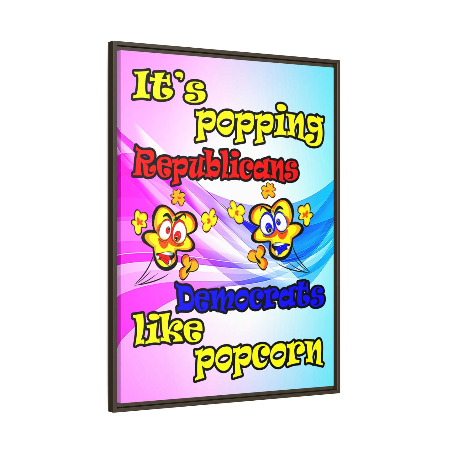 popping like popcorn - framed canvas art (light blue-pink wave)