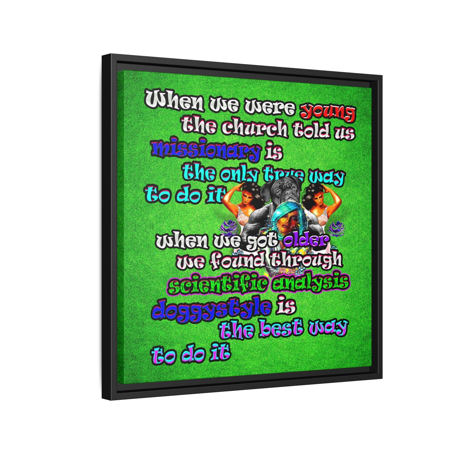 doggystyle - framed canvas art (green turf)