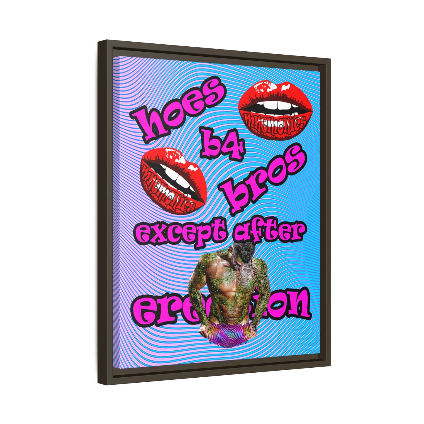 hoes b4 bros - framed canvas art (light blue-purple wave)