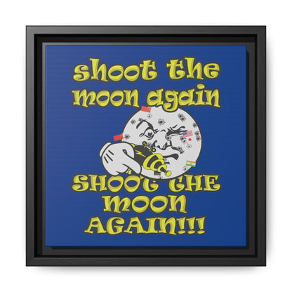 shoot the moon again - framed canvas art (dark blue)