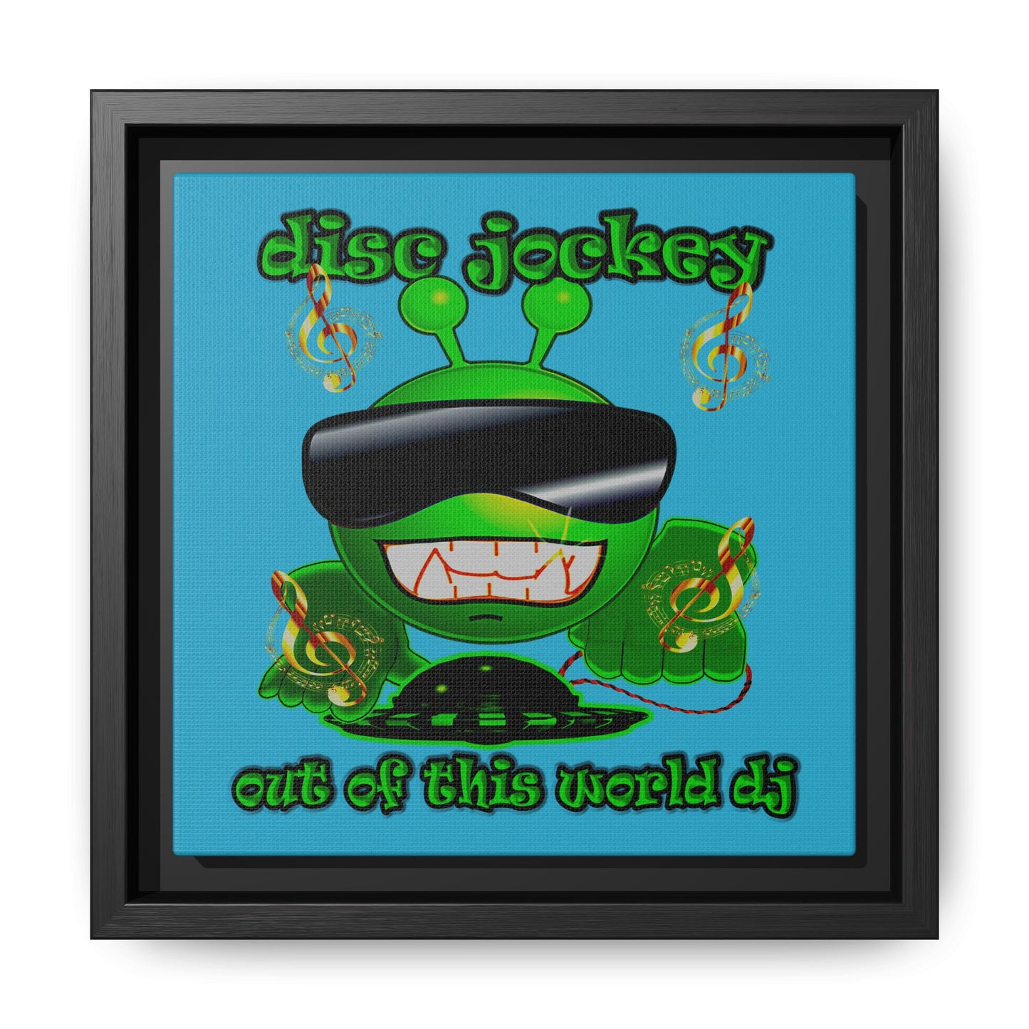 disc jockey - framed canvas art (turquoise)