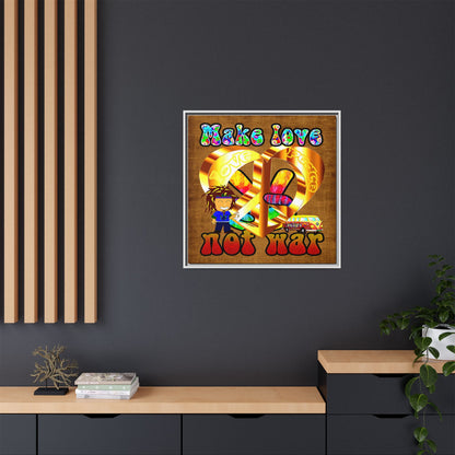 love peace - framed canvas art (brown papyrus)