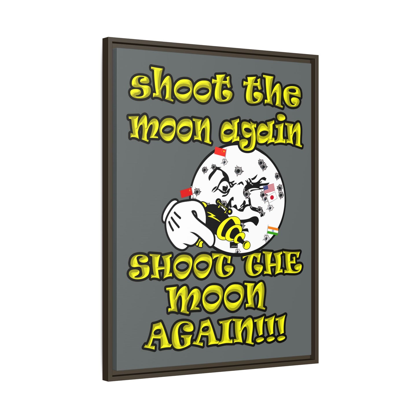 shoot the moon again - framed canvas art (dark grey)