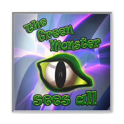 green monster - framed canvas art (grey-pink wave)
