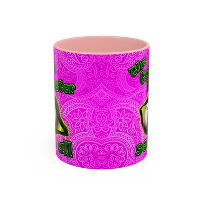 green monster - Accent Mug (pink swirl)