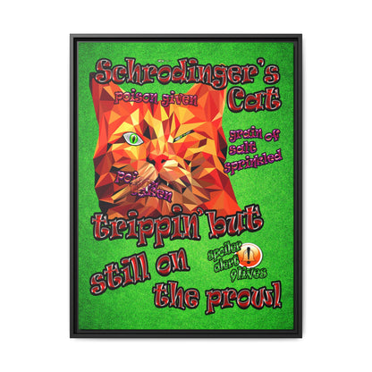 schrodinger's cat - framed canvas art (green turf)