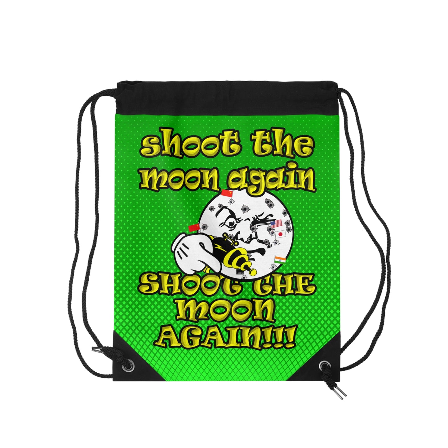 shoot the moon again - Drawstring Bag (logo green)