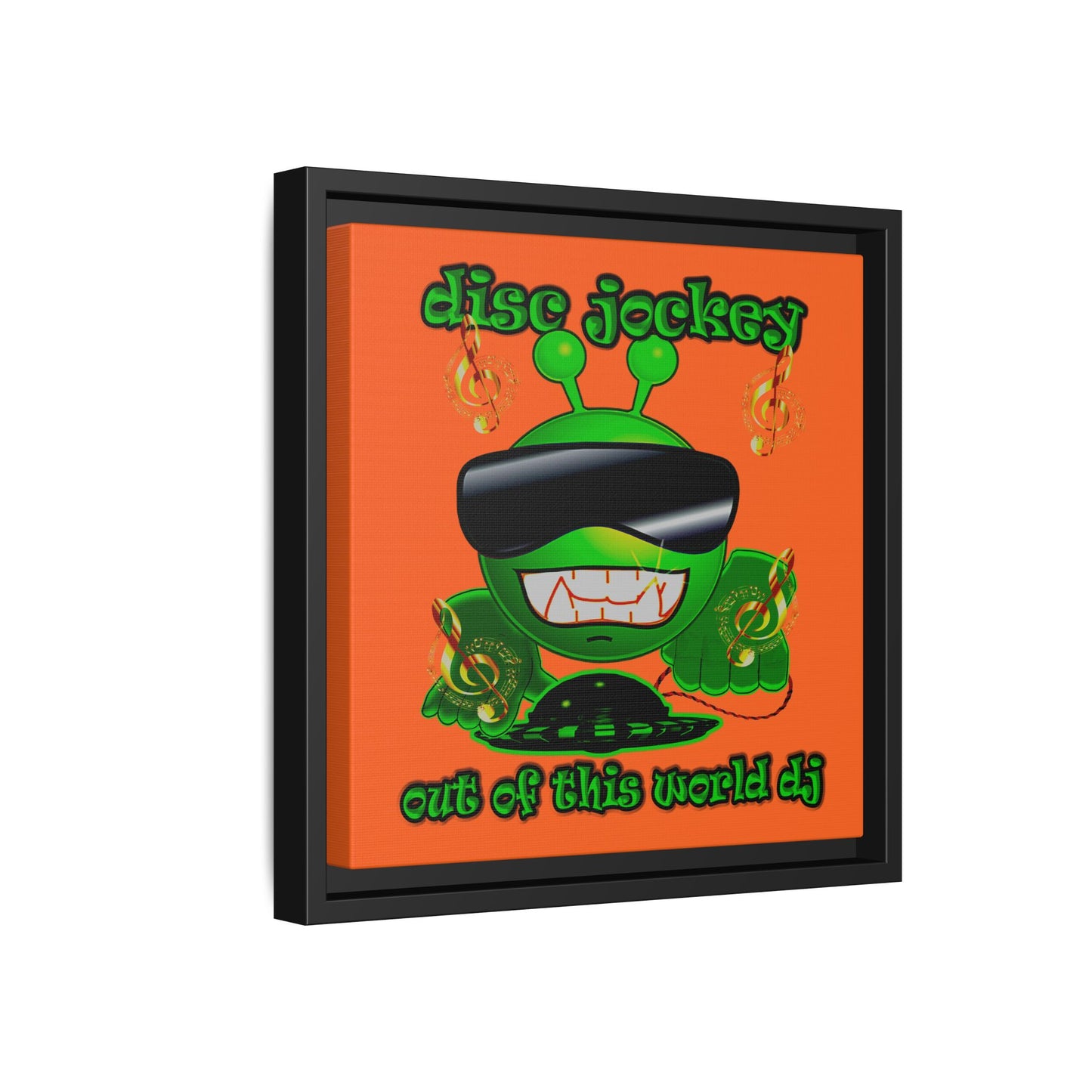 disc jockey - framed canvas art (orange)
