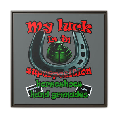 my luck - framed canvas art (dark grey)