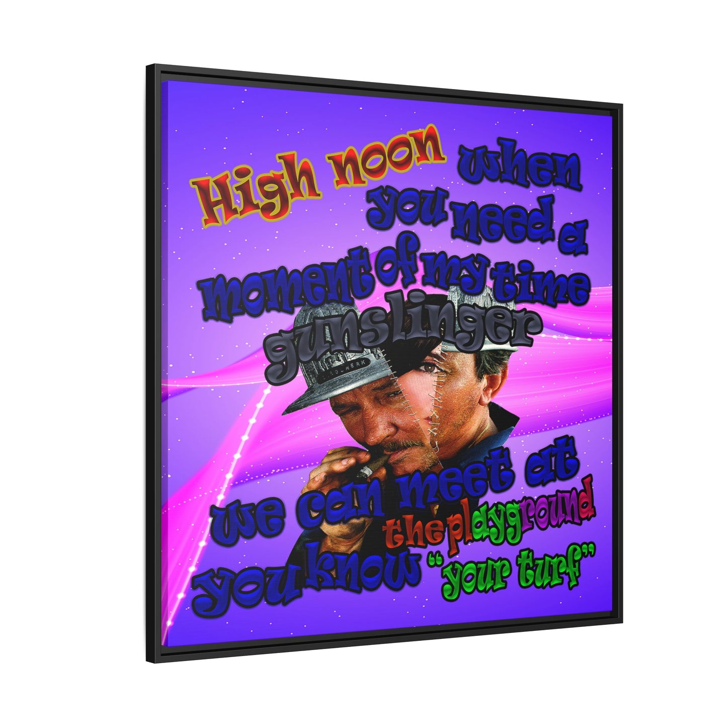 high noon - framed canvas art (purple-pink wave)