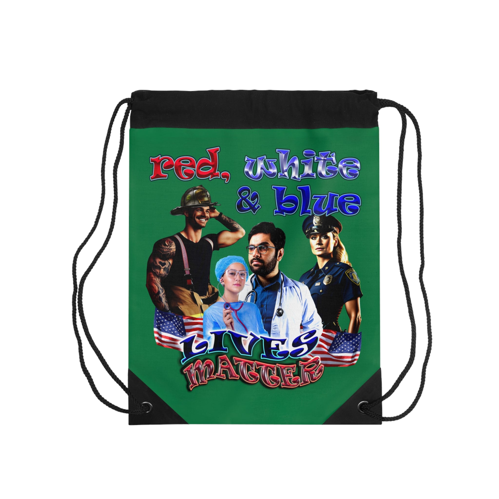 rw&b lives matter - Drawstring Bag (dark green)