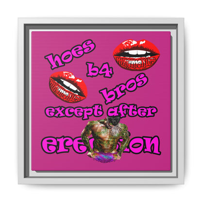 hoes b4 bros - framed canvas art (pink)