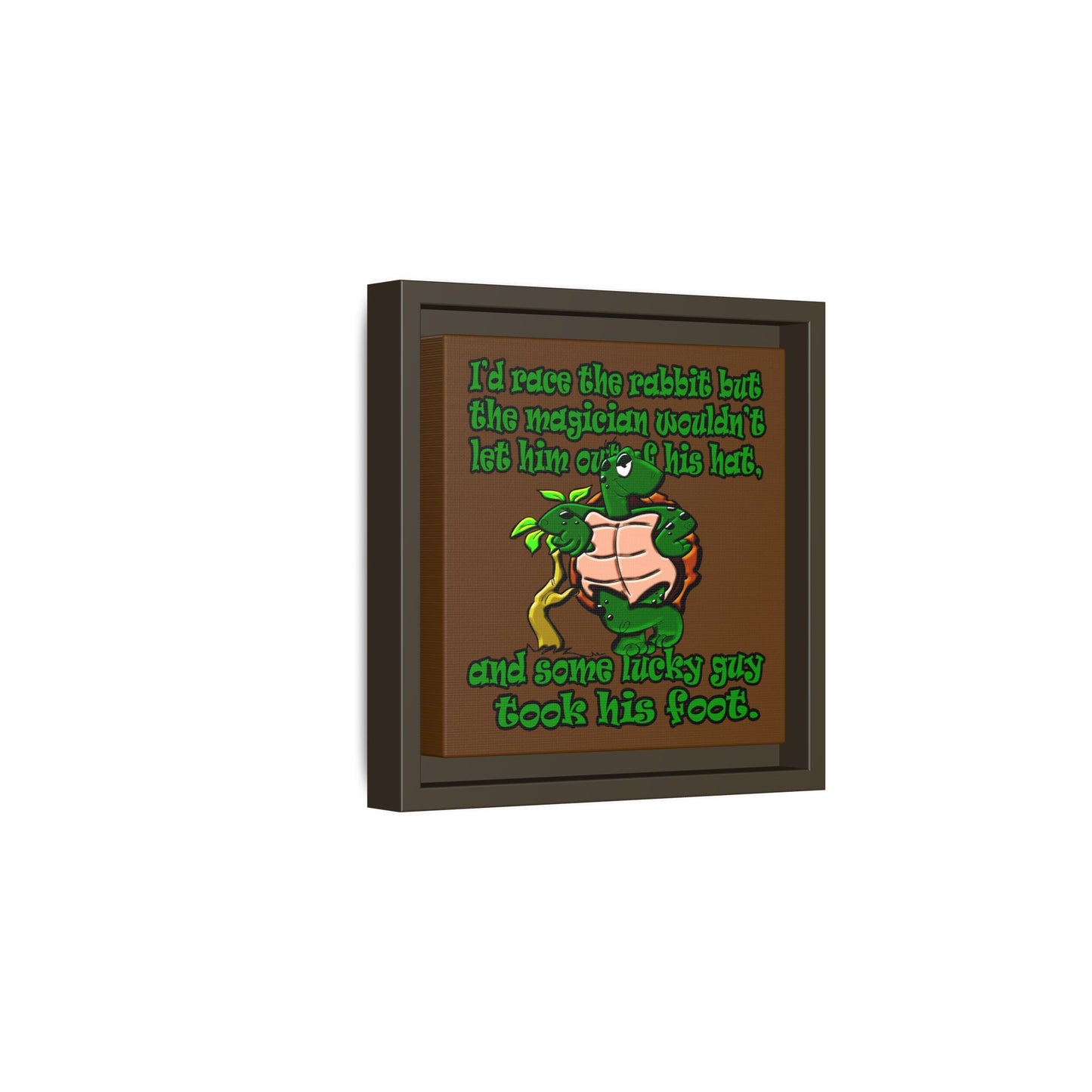 turtle race - framed canvas art (brown)