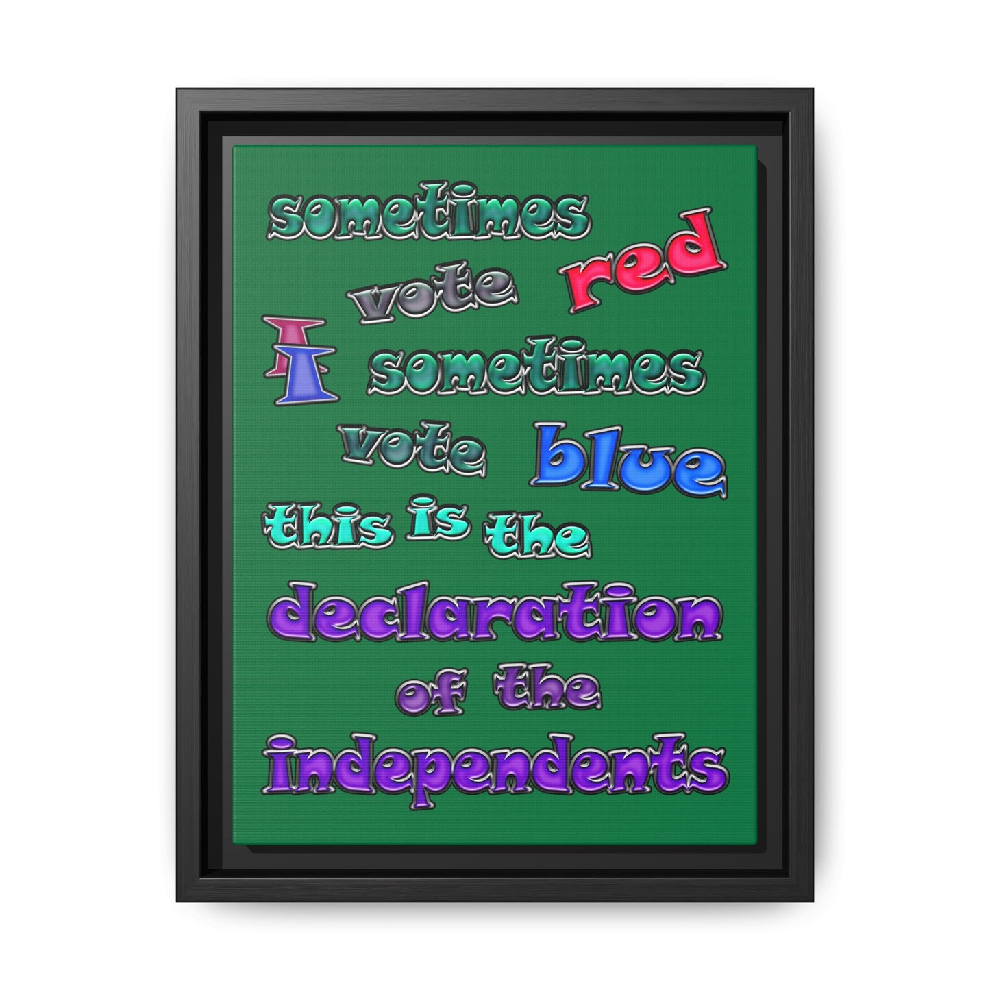 declaration of the independents - framed canvas art (dark green)