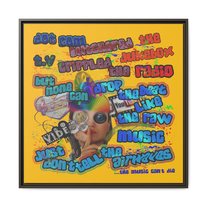 drop the beat - framed canvas art (yellow)