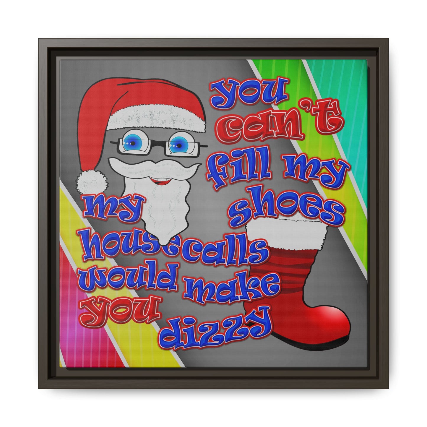 santa's shoes - framed canvas art (rainbow split)