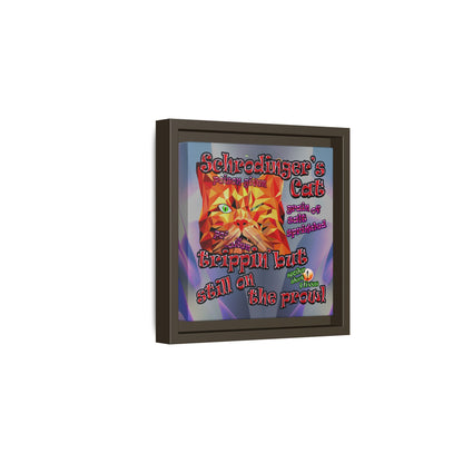 schrodinger's cat - framed canvas art (grey-pink wave)