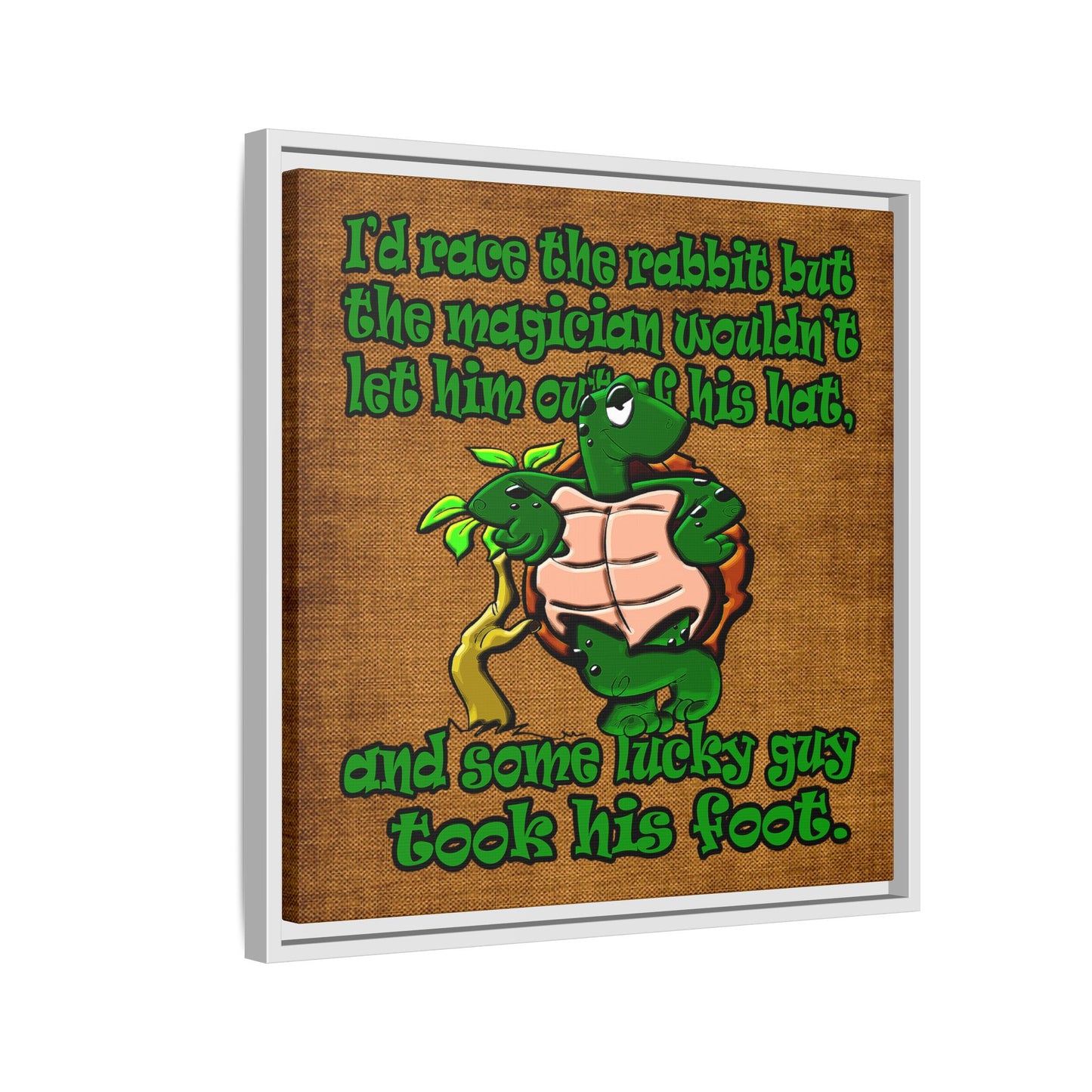 turtle race - framed canvas art (brown papyrus)