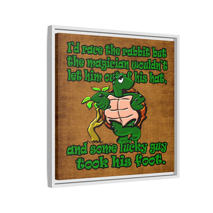 turtle race - framed canvas art (brown papyrus)