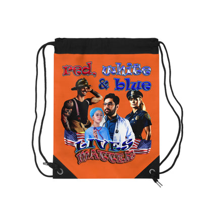 rw&b lives matter - Drawstring Bag (orange)