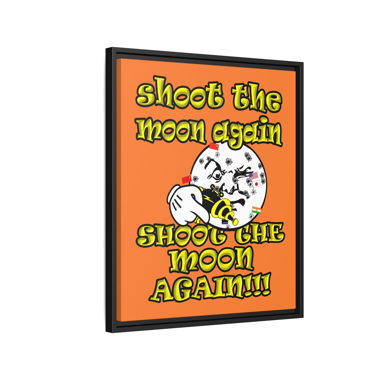 shoot the moon again - framed canvas art (crusta)