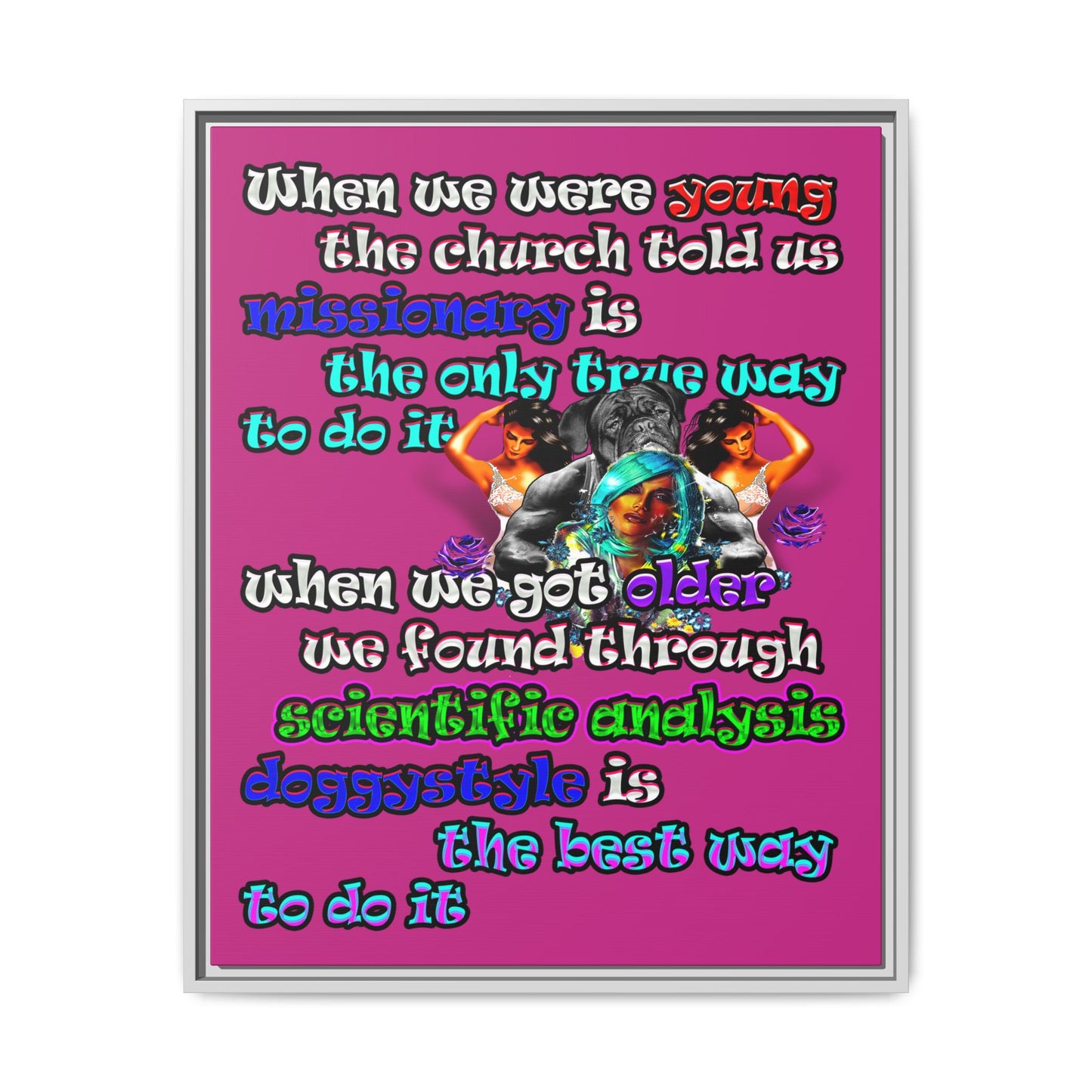 doggystyle - framed canvas art (pink)