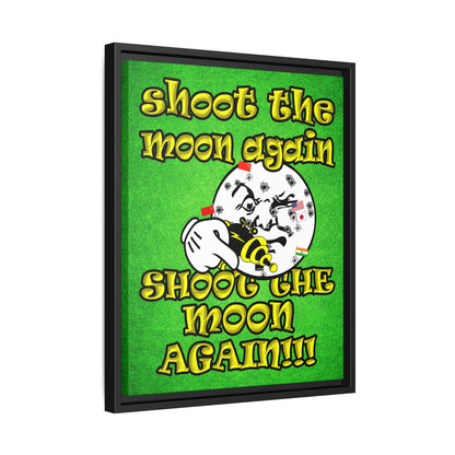 shoot the moon again - framed canvas art (green turf)