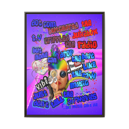 drop the beat - framed canvas art (purple-pink wave)