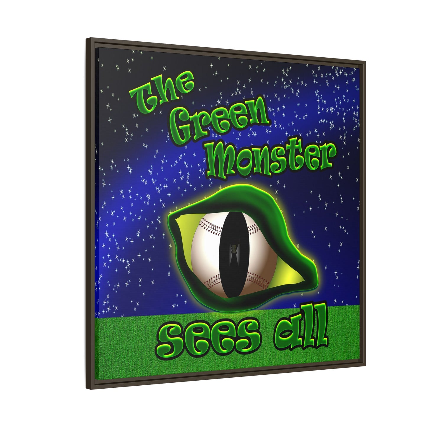 green monster - framed canvas art ('snoops' background)