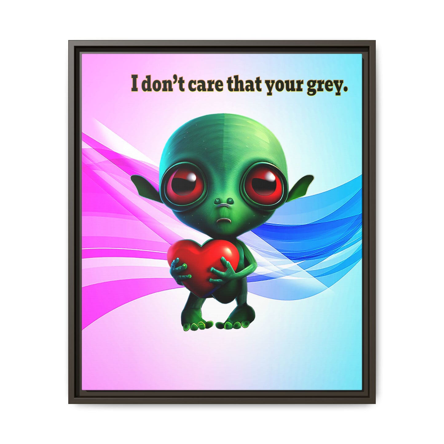 I don't care that your grey - framed canvas art (light blue-pink wave)