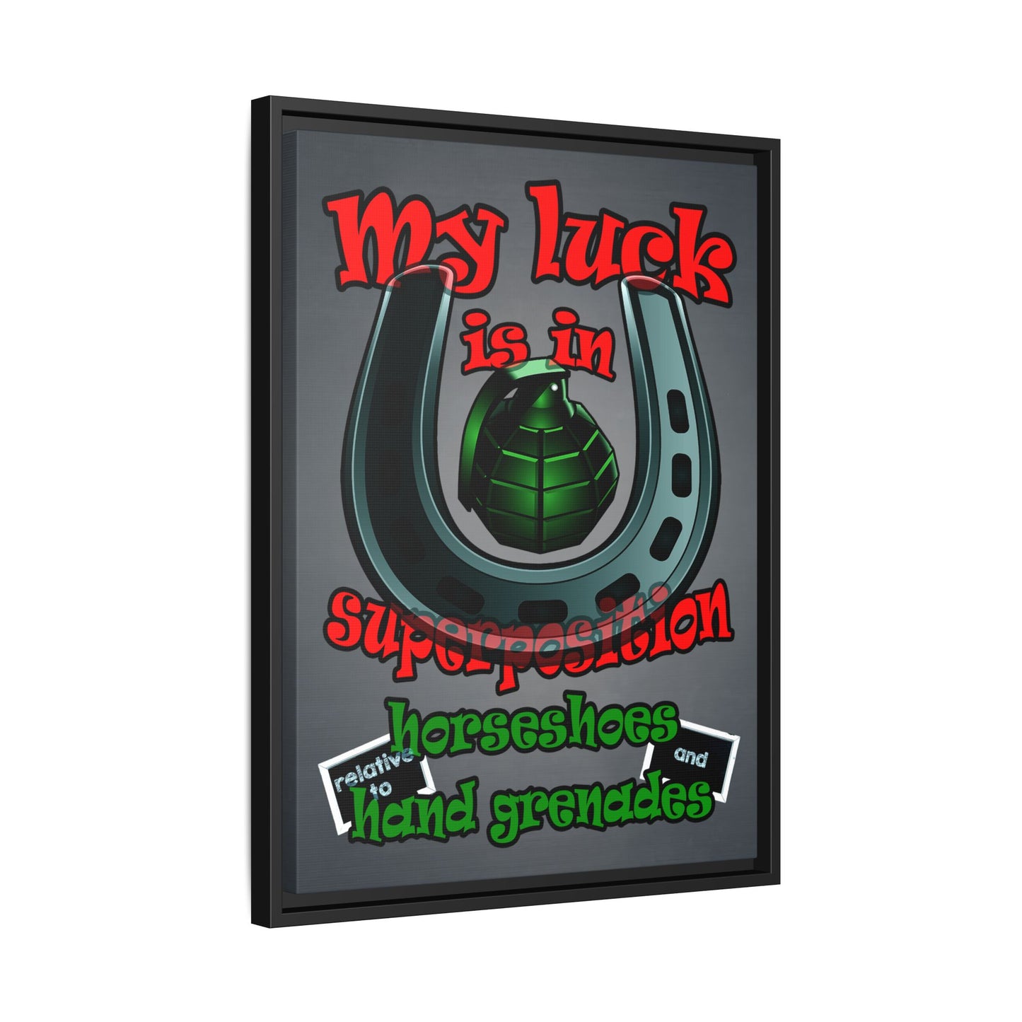 my luck - framed canvas art (grey-light grey)