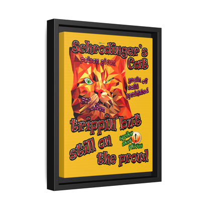 schrodinger's cat - framed canvas art (yellow)