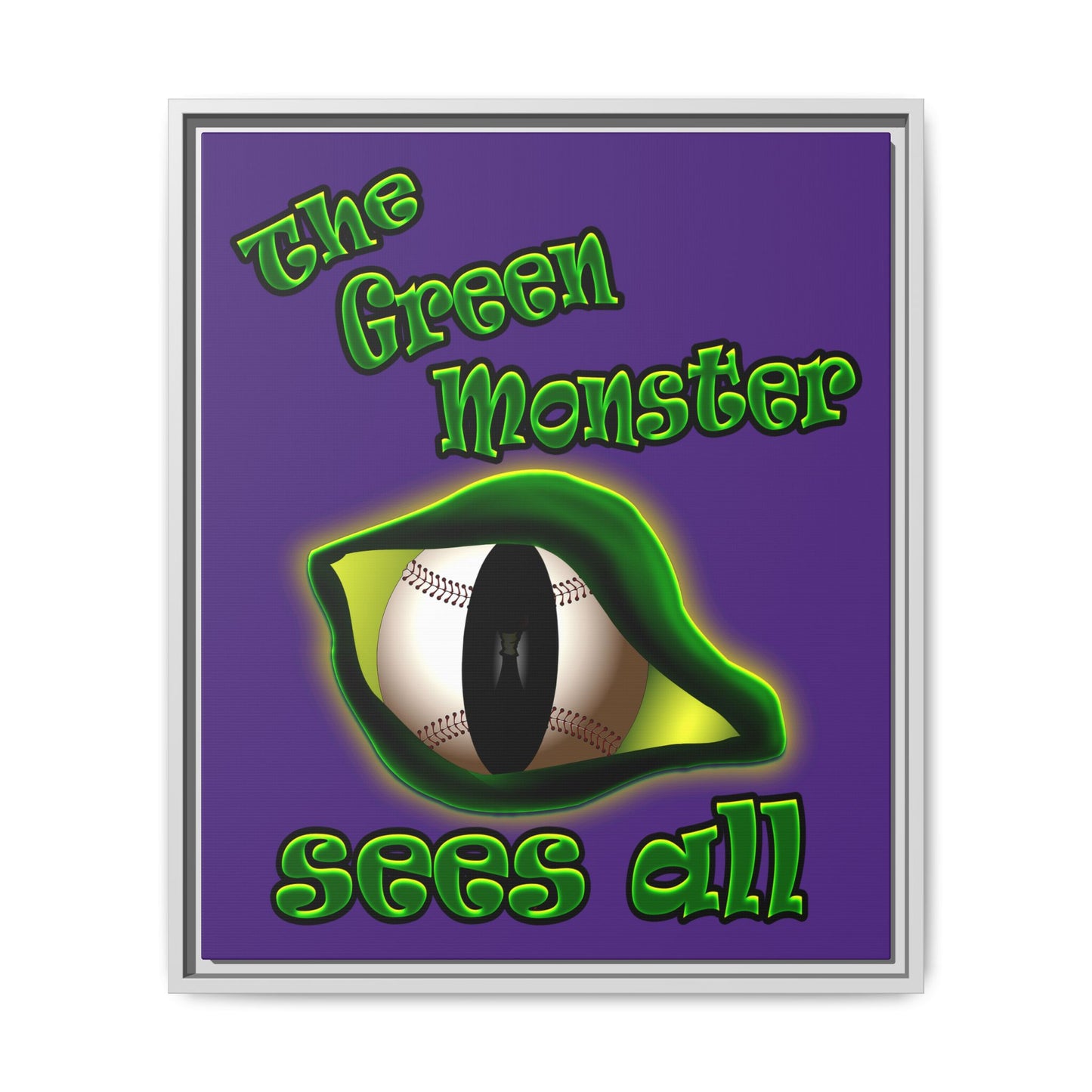 green monster - framed canvas art (purple)