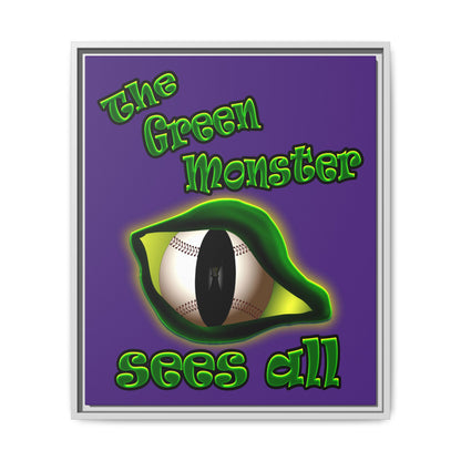 green monster - framed canvas art (purple)