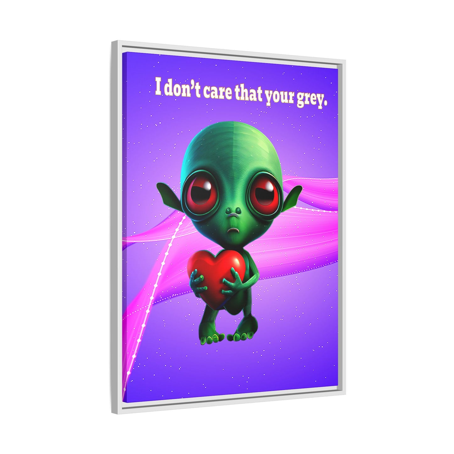 I don't care that your grey - framed canvas art (purple-pink wave)